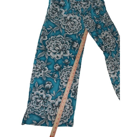 Worthington Womens Dress Pants Blue Floral Wide Leg Pull On Mid Rise 12P Petite - Picture 10 of 12